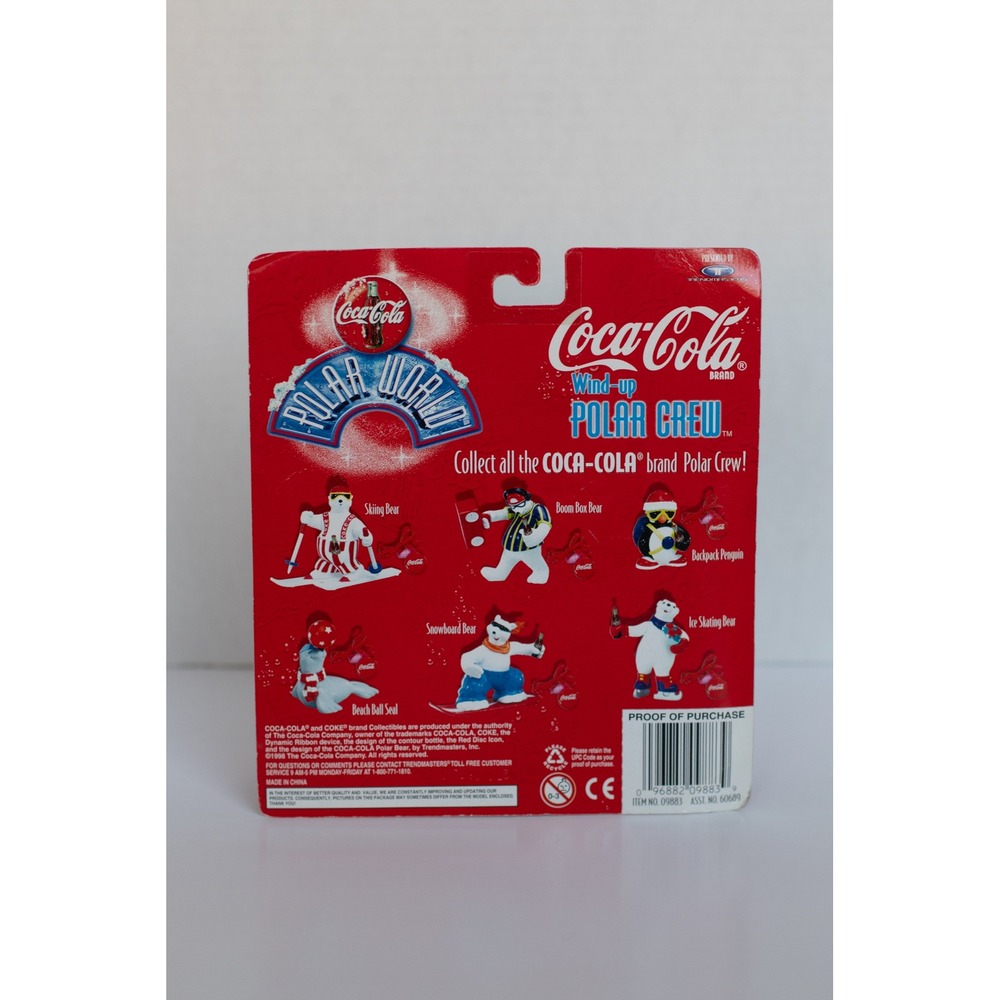 Vintage 1998 Coca-Cola Wind-up Polar Crew Boom Box Bear Figure Trendmasters NEW - Picture 2 of 2